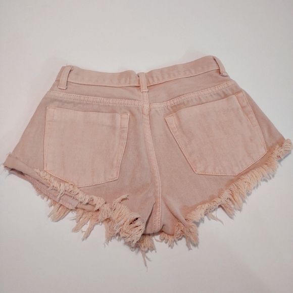Emmer & Oat Pink Denim Jean Cut Off Shorts Small - Picture 2 of 4